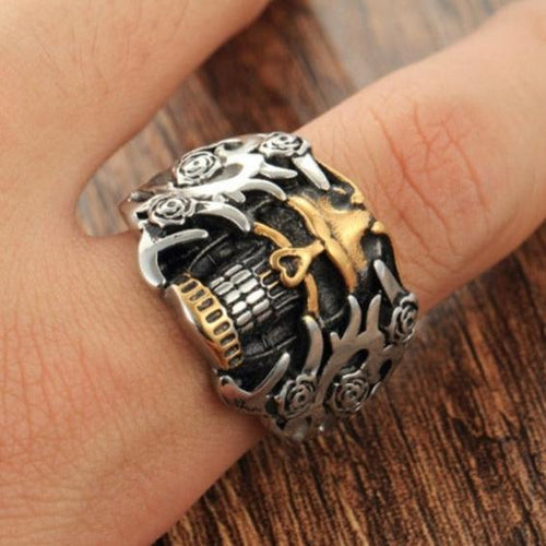Zilveren & Gouden Doodskop Ring