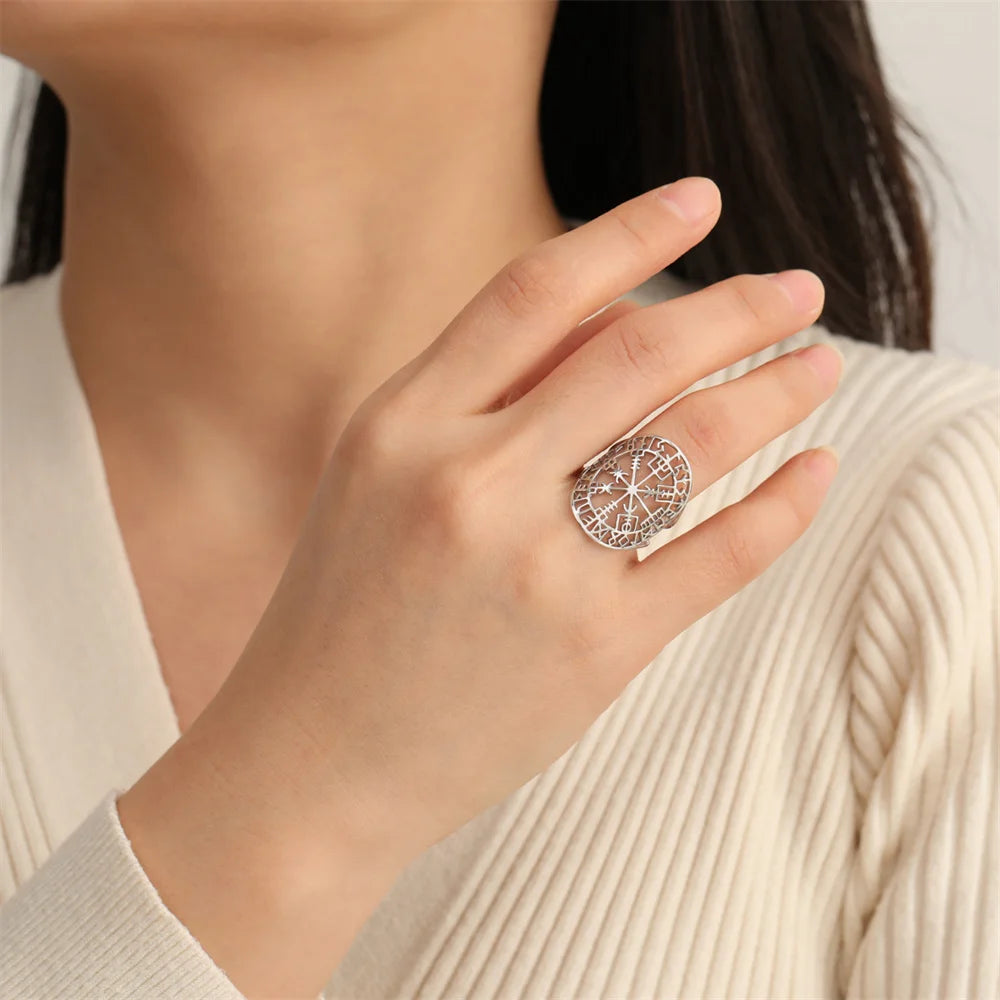 Vegvisir Viking Runenkompas Ring