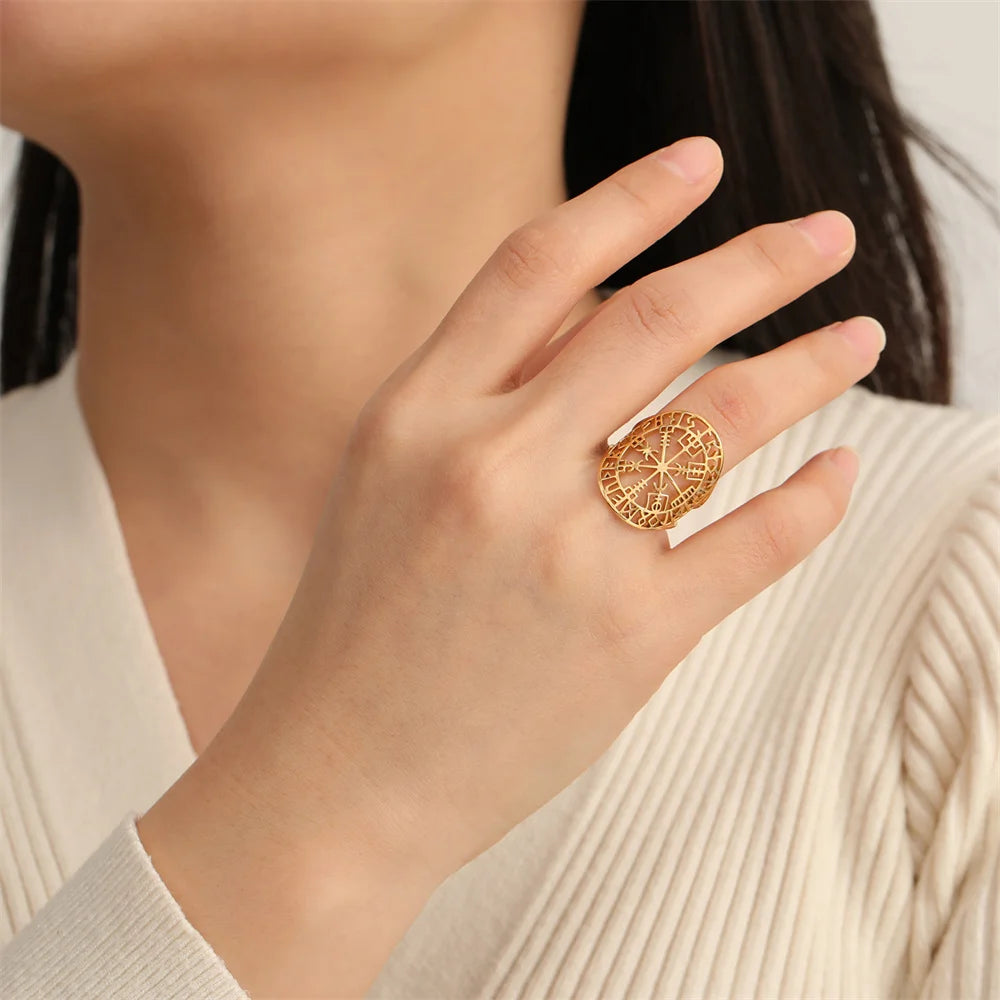 Vegvisir Viking Runenkompas Ring goud 1