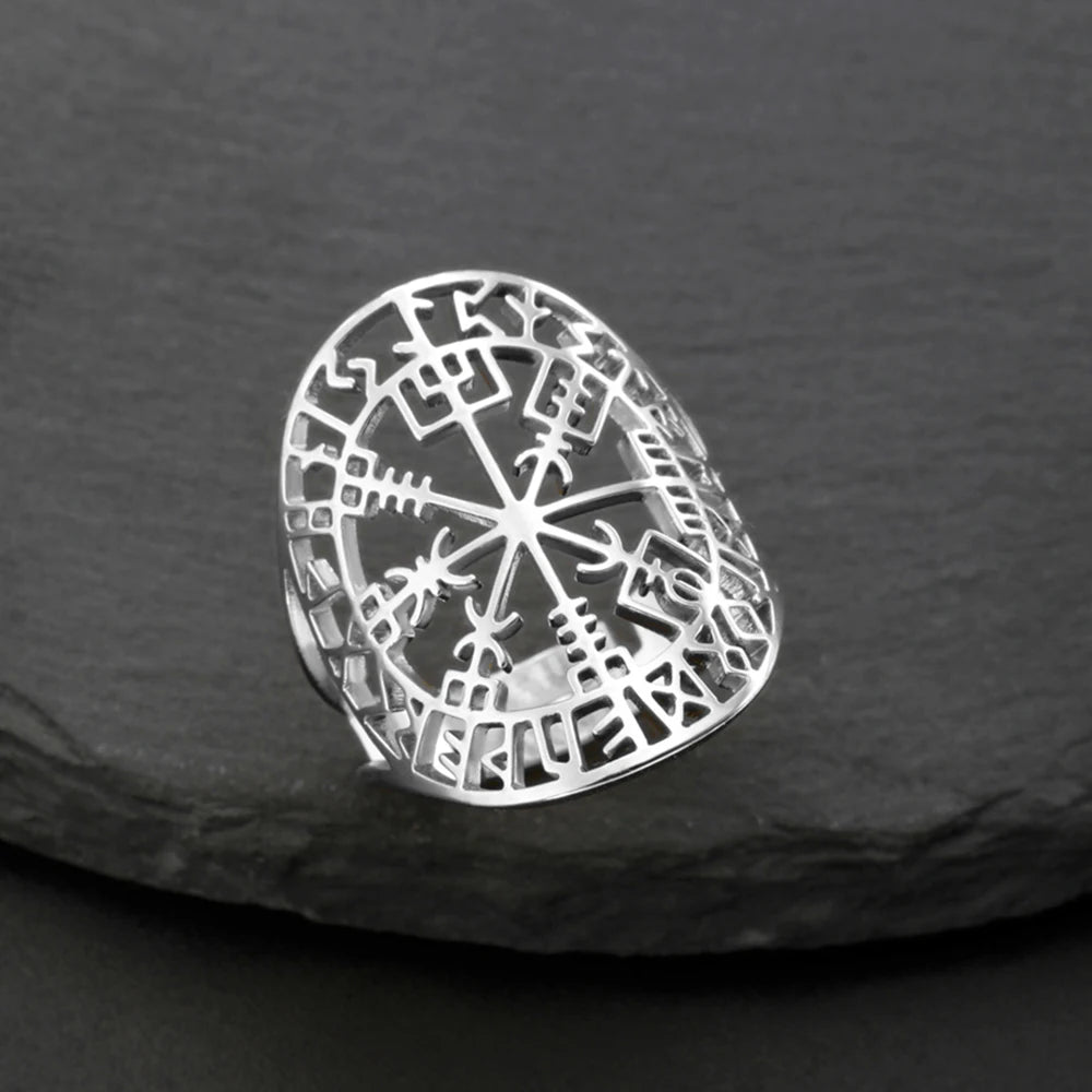 Vegvisir Viking Runenkompas Ring zilver