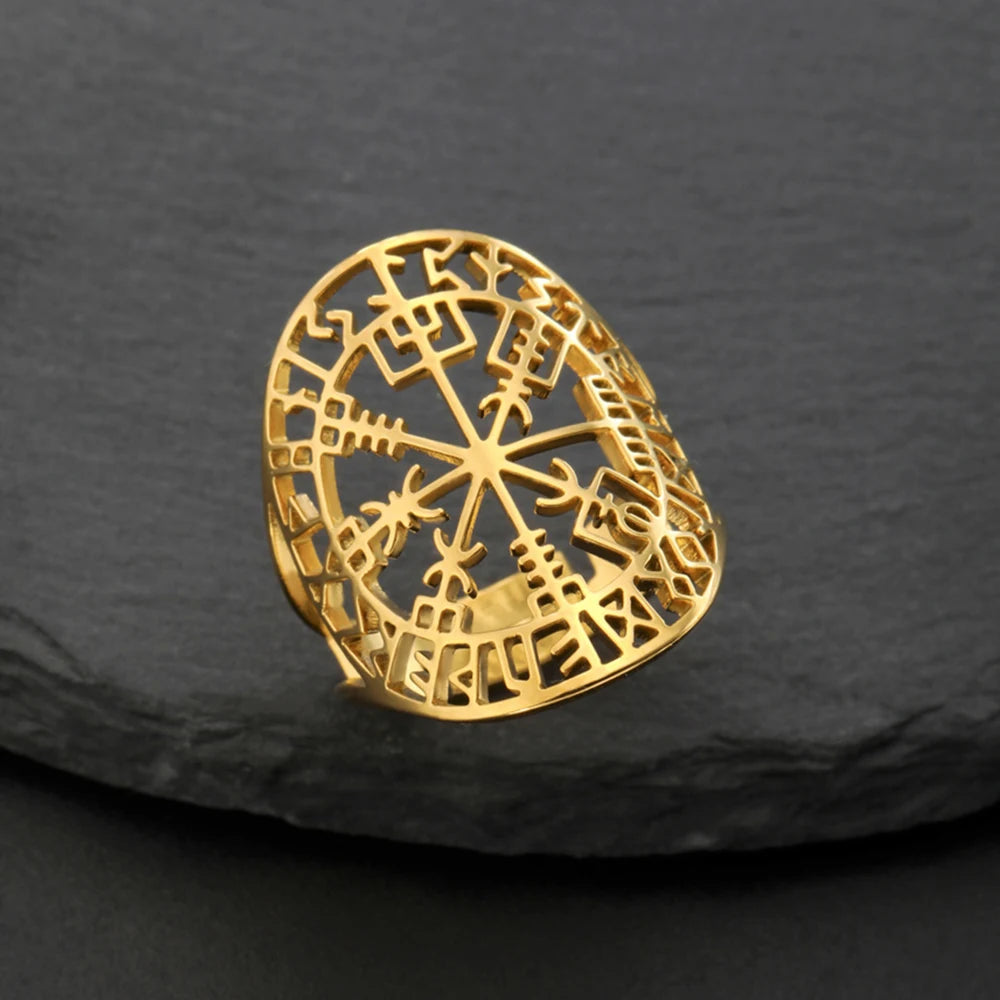 Vegvisir Viking Runenkompas Ring goud