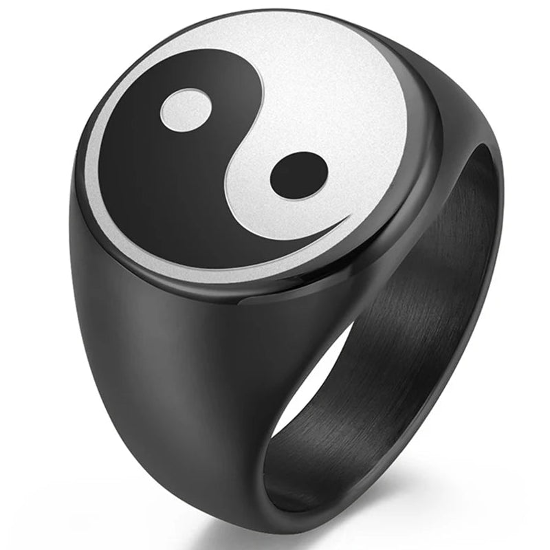 Bague Yin Yang pour Homme noir