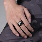 Bague Yin Yang pour Homme noir