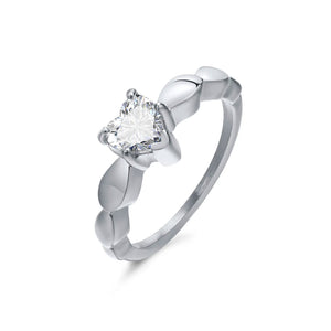 Bagues pour Couples Coeur Anneau Romantique et Zircon argent femme