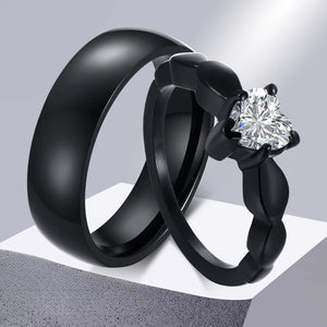 Bagues pour Couples Coeur Anneau Romantique et Zircon