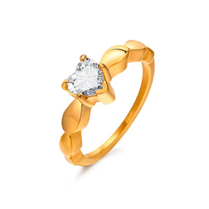 Bagues pour Couples Coeur Anneau Romantique et Zircon or femme