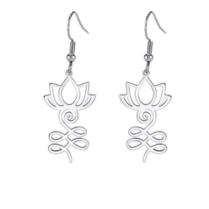 Boucle d'Oreille Bouddhiste Fleur de Lotus argent