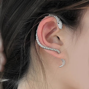 Boucle d'Oreille Longue Serpent argent