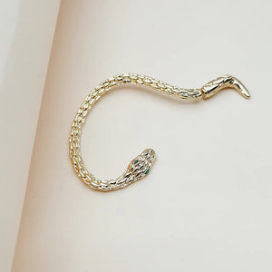 Boucle d'Oreille Longue Serpent or