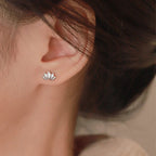 Boucles Clous d'Oreilles Fleur de Lotus Femme argent