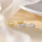 Boucles Clous d'Oreilles Fleur de Lotus Femme argent