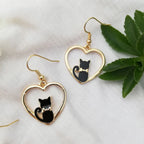 Boucles d'Oreille Chats Mignons noir