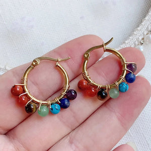 Boucles d'Oreilles 7 Chakras Créoles Femme