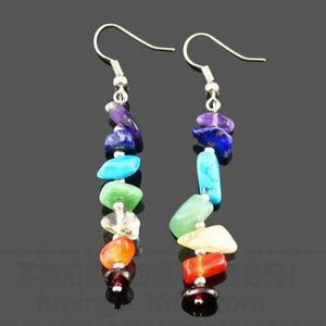 Boucles d'Oreilles 7 Chakras Pierre Naturelle