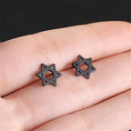 Oorbellen met de symbolische Joodse <span data-glossary-id="star_of_david">Davidster</span> zwart