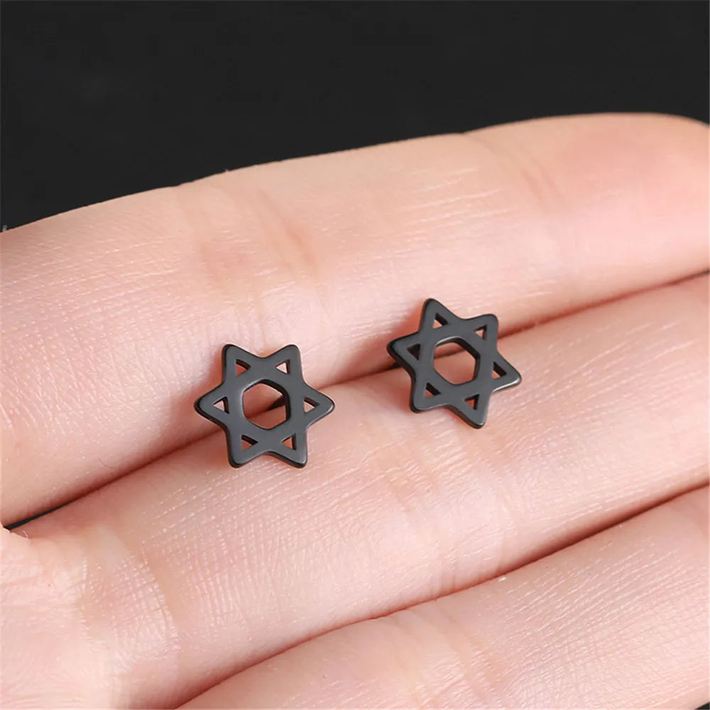 Oorbellen met de symbolische Joodse <span data-glossary-id="star_of_david">Davidster</span> zwart