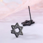 Oorbellen met de symbolische Joodse <span data-glossary-id="star_of_david">Davidster</span> zwart
