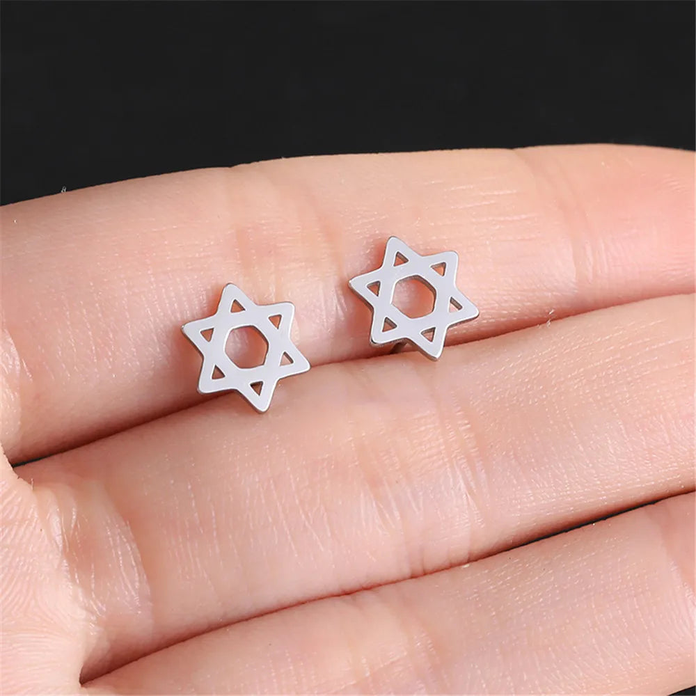 Oorbellen met de symbolische Joodse <span data-glossary-id="star_of_david">Davidster</span> zilver