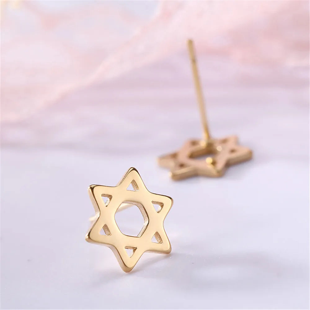 Oorbellen met de symbolische Joodse <span data-glossary-id="star_of_david">Davidster</span> goud