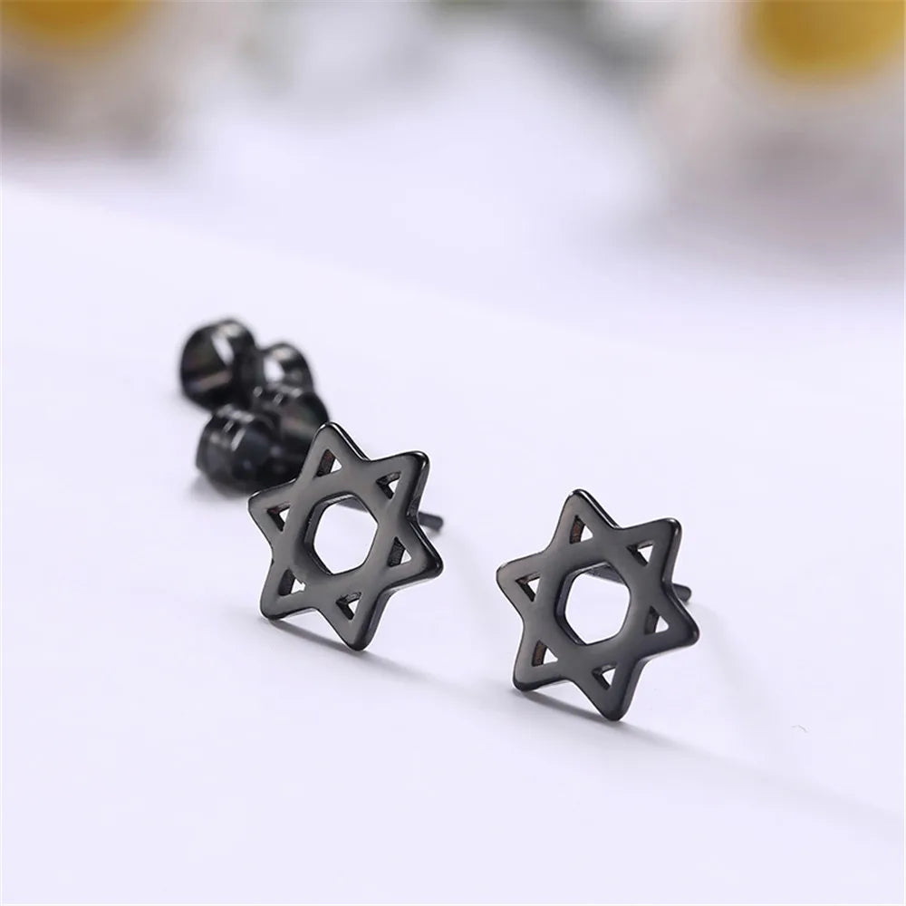 Oorbellen met de symbolische Joodse <span data-glossary-id="star_of_david">Davidster</span> zwart