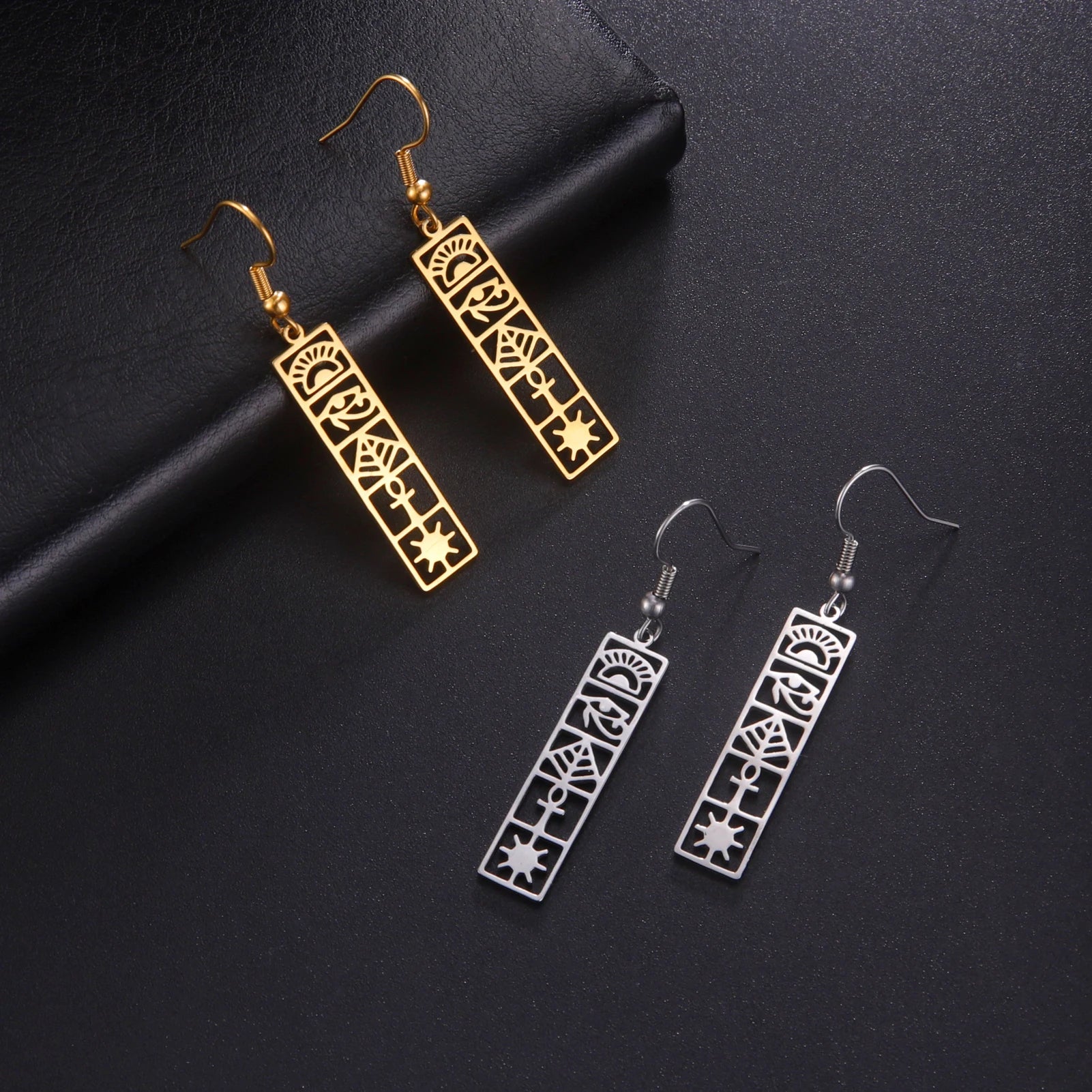 Boucles D'Oreilles Cartouches Hiéroglyphes Egypte