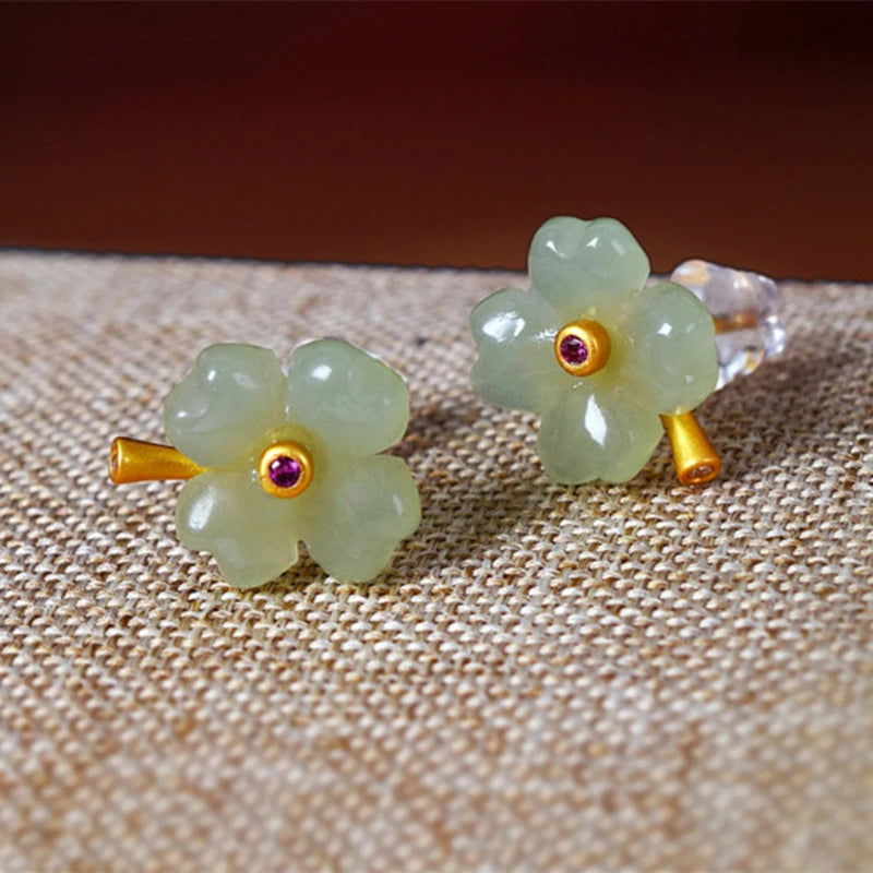 Boucles d'Oreilles Clou avec Trèfle à 4 Feuilles