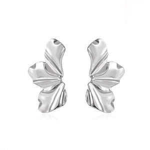 Boucles d'Oreilles Clou Demi-Fleur argent