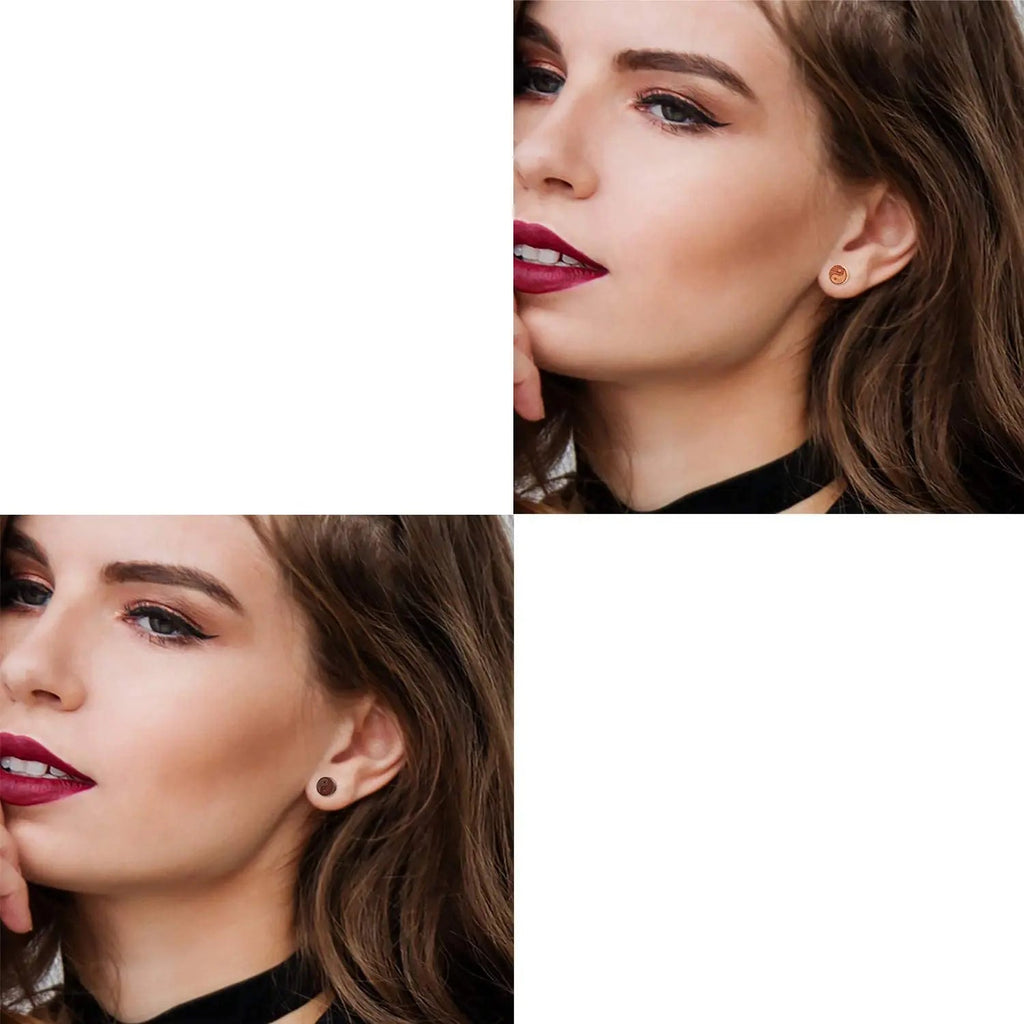 Boucles d'Oreilles Clou en Bois Yin Yang femme