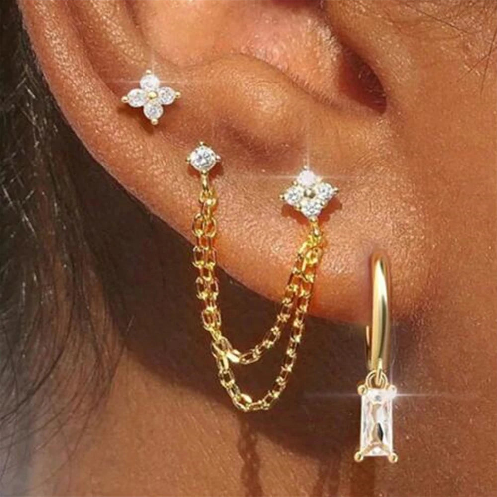 Boucles d'Oreilles Clou Etoiles en Crystal