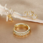 Boucles d'Oreilles Clou Etoiles en Zircon pour Femmes or