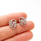 Boucles d'Oreilles Clou Feuille de Palmier argent