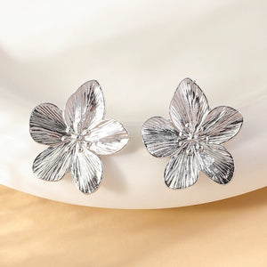 Boucles d'Oreilles Clou Fleur Cinq pétales  argent