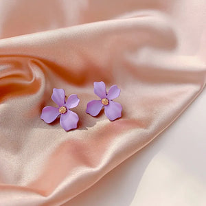 Boucles d'Oreilles Clou Fleur Quatre Pétales violet