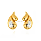 Boucles d'Oreilles Clou Goutte d'Eau et Strass