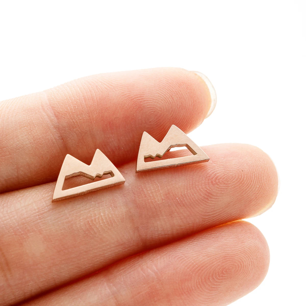 Boucles d'Oreilles Clou Montagnes Incrustées or rose