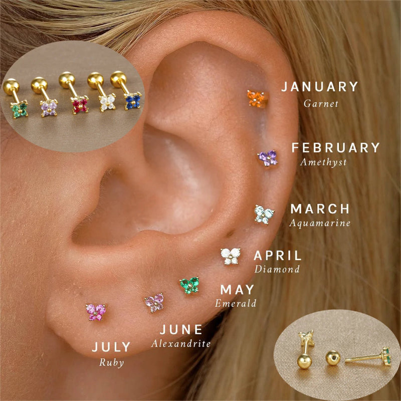 Boucles d'Oreilles Clou Pierre de Naissance