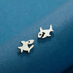 Boucles d'Oreilles Clou Requin argent