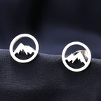 Boucles d'Oreilles Clou Rondes Montagnes pour Femme ou Homme argent