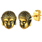 Boucles d'Oreilles Clou Tête de Bouddha or