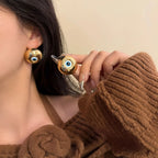 Boucles d'Oreilles Clou Vintages Contre le Mauvais Oeil or