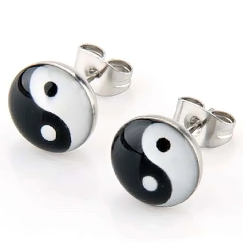 Oorbellen Yin Yang Zwart en Wit Knoop 