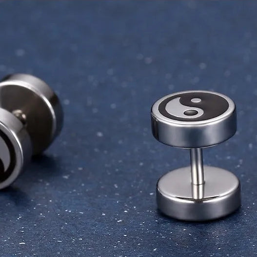 Boucles d'Oreilles Clou Yin Yang pour Homme
