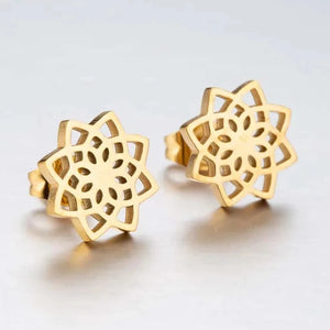 Boucles d'Oreilles Clous Mandala Femme or