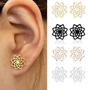 Boucles d'Oreilles Clous Mandala Femme or