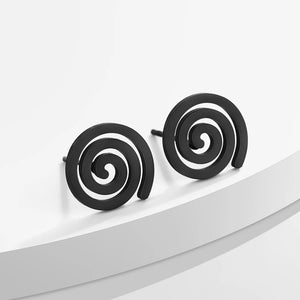 Boucles d'Oreilles Clous Spirale noir