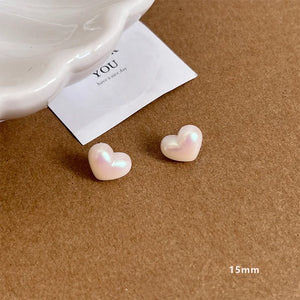 Boucles d'Oreilles Coeur Clous Femme blanc