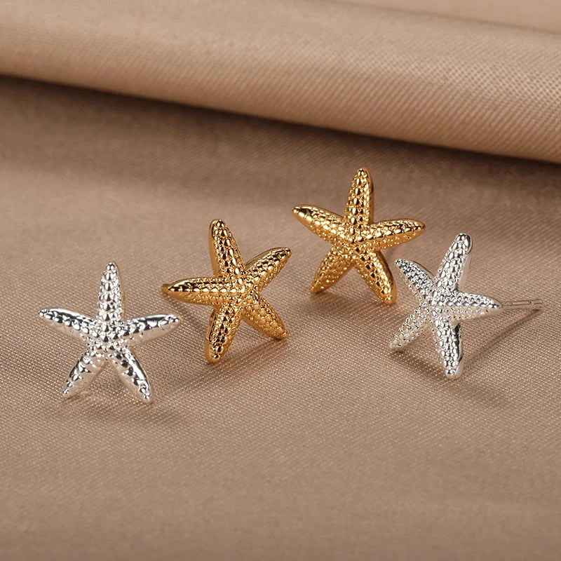 Schelp-oorbellen voor dames zeesterren zilver