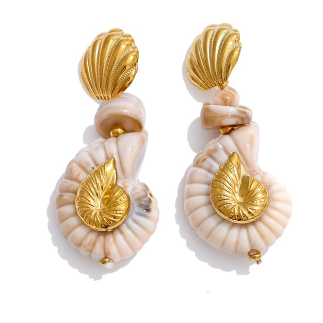 Vintage schelp oorbellen 