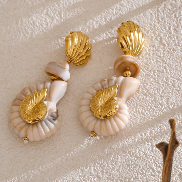 Vintage schelp oorbellen