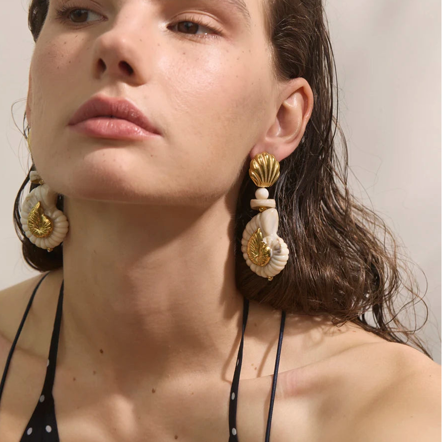 Vintage schelp oorbellen